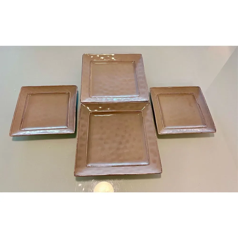 Pier 1 Martillo Fog Square 2 Dinner Plate & 2 Salad Plates NOS Set of 4 Disconti